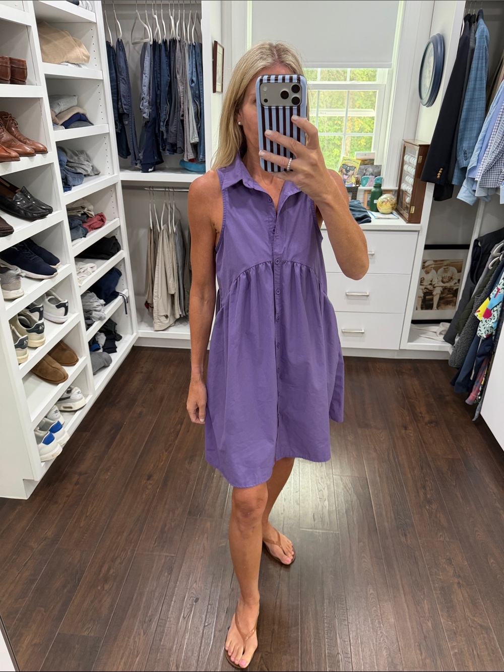 Amazon Sleeveless Collared Purple Babydoll Dress S